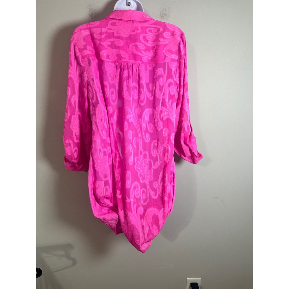 Lilly Pulitzer Natalie Shirt Dress Dragonfruit Pink Burnout Paisley Cover Up S - Picture 5 of 8